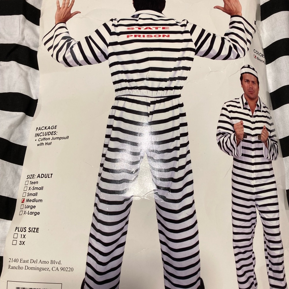 Charades State Prison Men Costume Size M